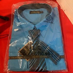k. C. Collections Dress Shirt & Tie Set button-down 18-18.5 35-36 cotton blend